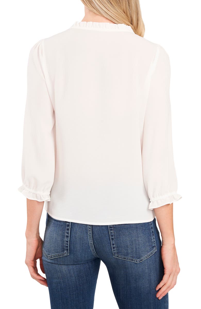 CeCe Ruffle V-Neck Blouse, Alternate, color, Soft Ecru