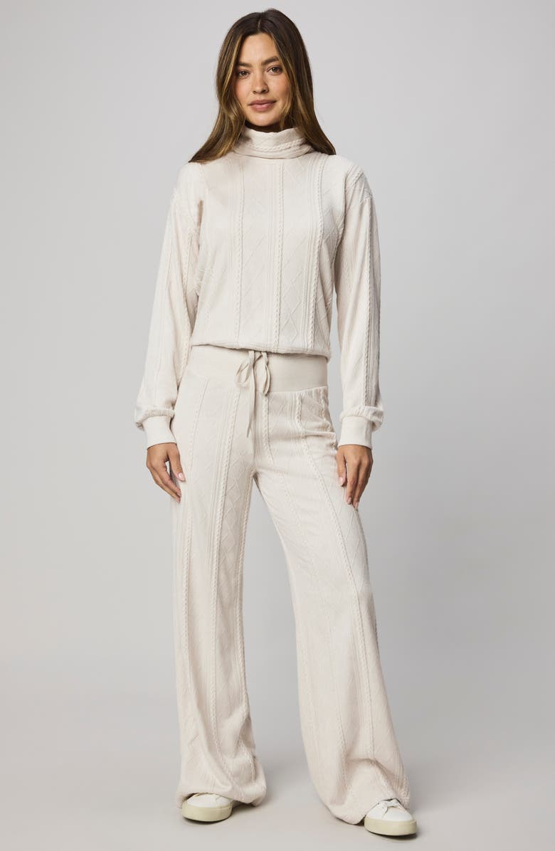 Splendid Cable Drawstring Wide Leg Pants, Alternate, color, Pale Oak White Heather