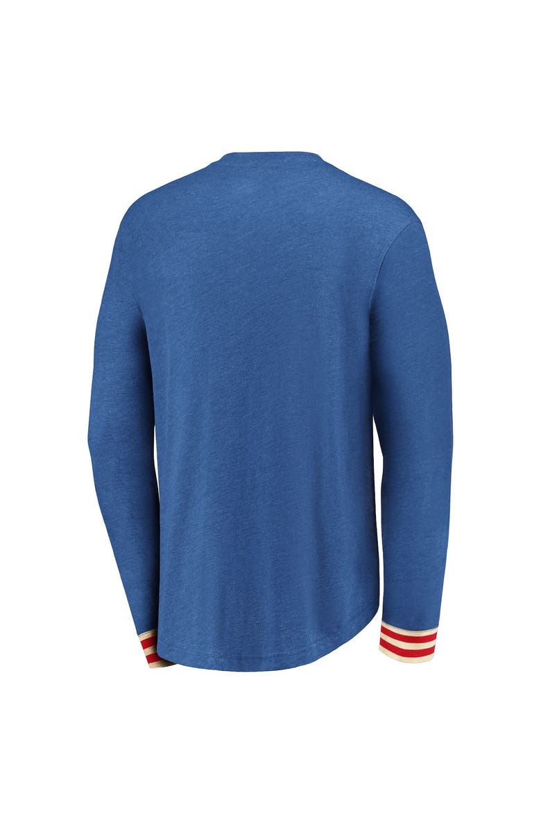 FANATICS Men's Fanatics Branded Heathered Blue New York Rangers True Classics Henley Long Sleeve T-Shirt, Alternate, color, 