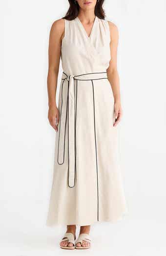 Brave+True Ari Tie Waist Sleeveless Linen Blend Maxi Dress
