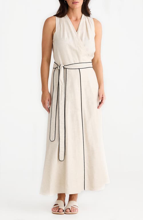 Brave + True Brave+true Ari Tie Waist Sleeveless Linen Blend Maxi Dress