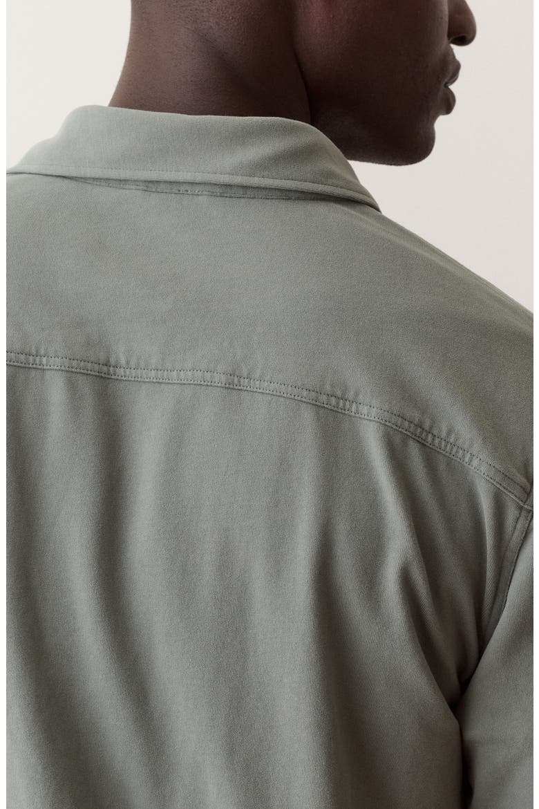 Luxe Jersey Long Sleeve Organic Cotton Button-Up Shirt, Alternate, color, AGAVE GREEN