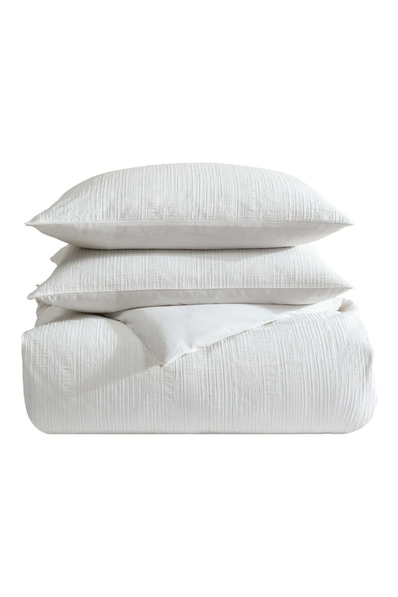 Bark Textured Duvet Set, Main, color, WHITE