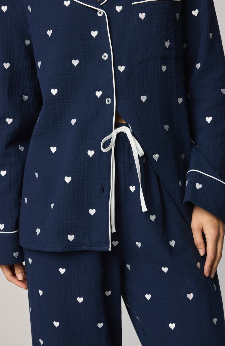 Splendid Lottie Love Cotton Gauze Pajamas, Alternate, color, Navy Blue/ White