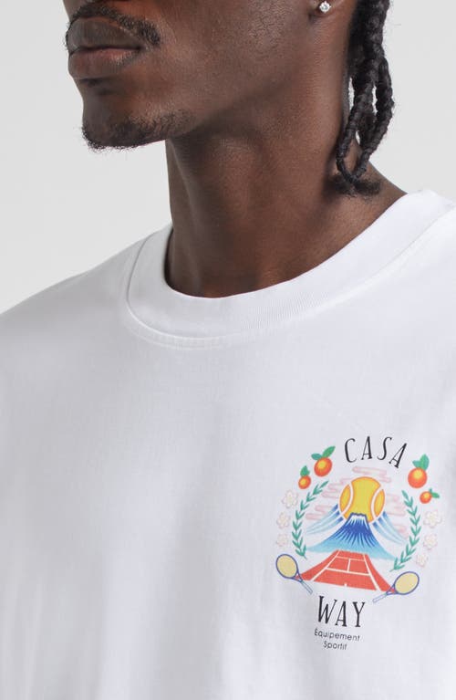 Casablanca T-shirt Girocollo Con Logo Sul Fronte In Cotone Bianca Uomo In White