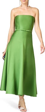 SACHIN BABI Darian Strapless Satin A-Line Gown