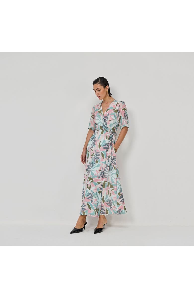 Reistor Abstract Floral Wrap Maxi Dress, Alternate, color, Coastal Bloom