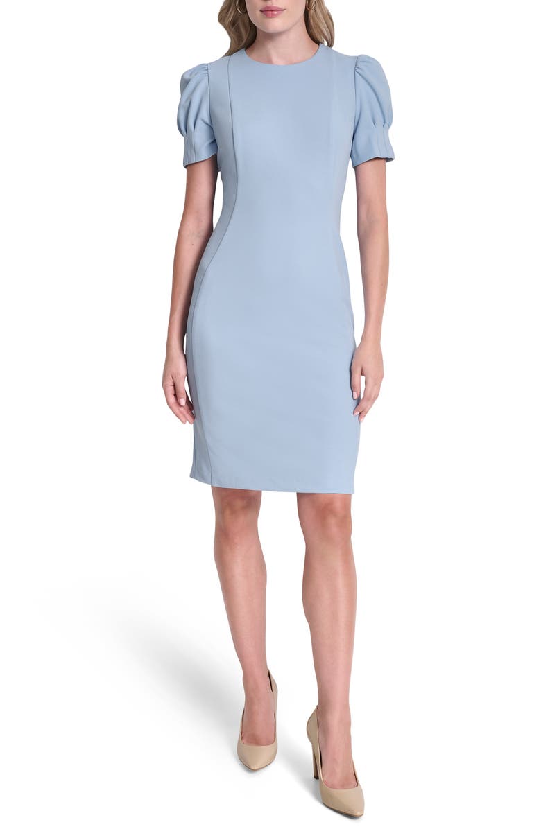 DKNY Puff Sleeve Sheath Dress, Alternate, color, Serene