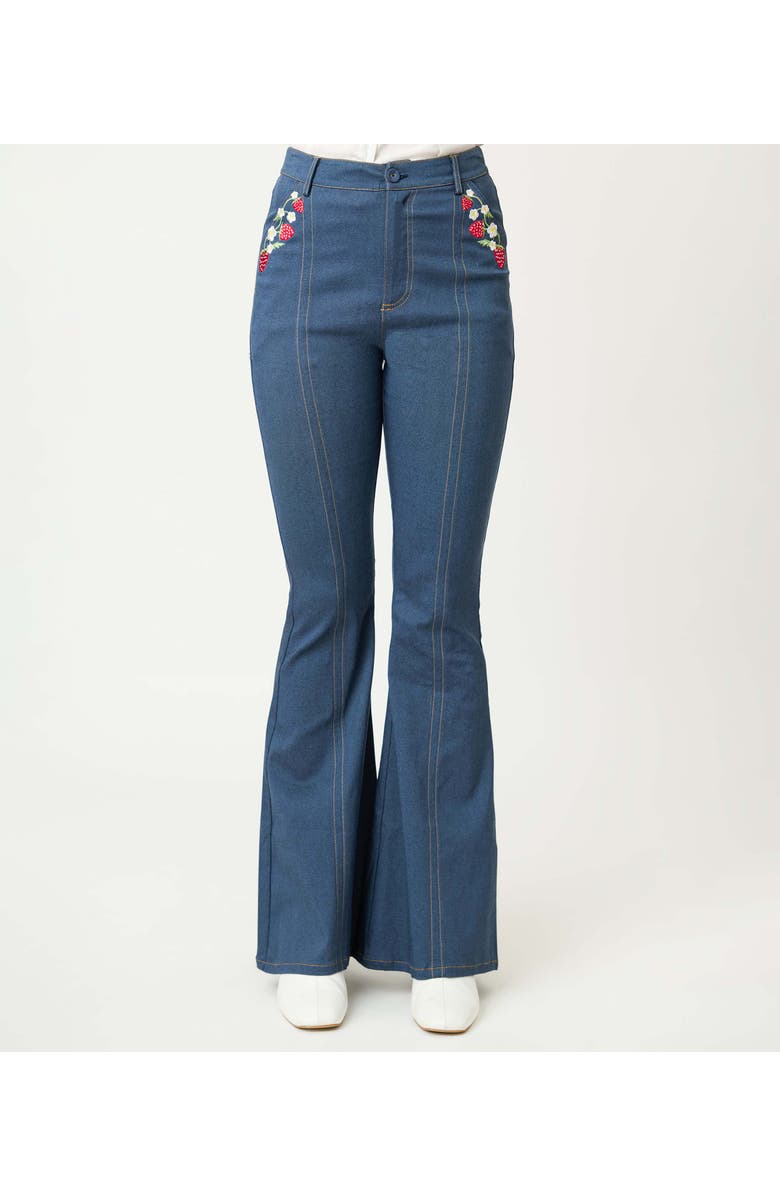 Unique Vintage 1970s Flare Pants, Alternate, color, Dark Denim Blue