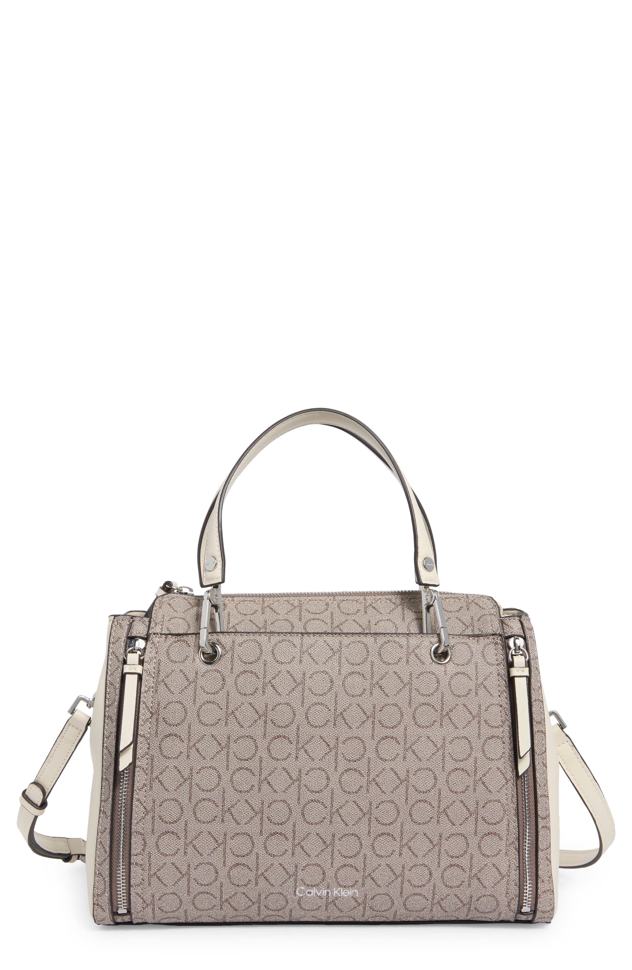 Calvin Klein Garnet Satchel, Main, color, Taupe/ White