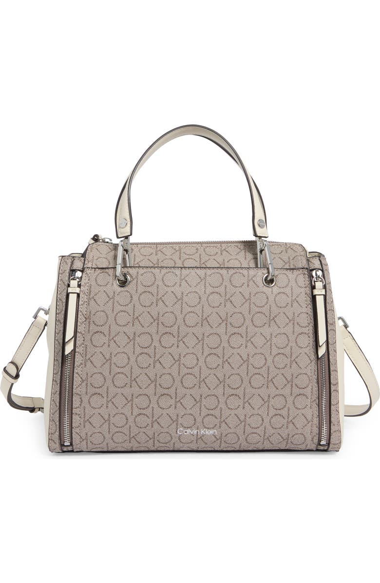 Calvin Klein Garnet Satchel, Main, color, Taupe/ White