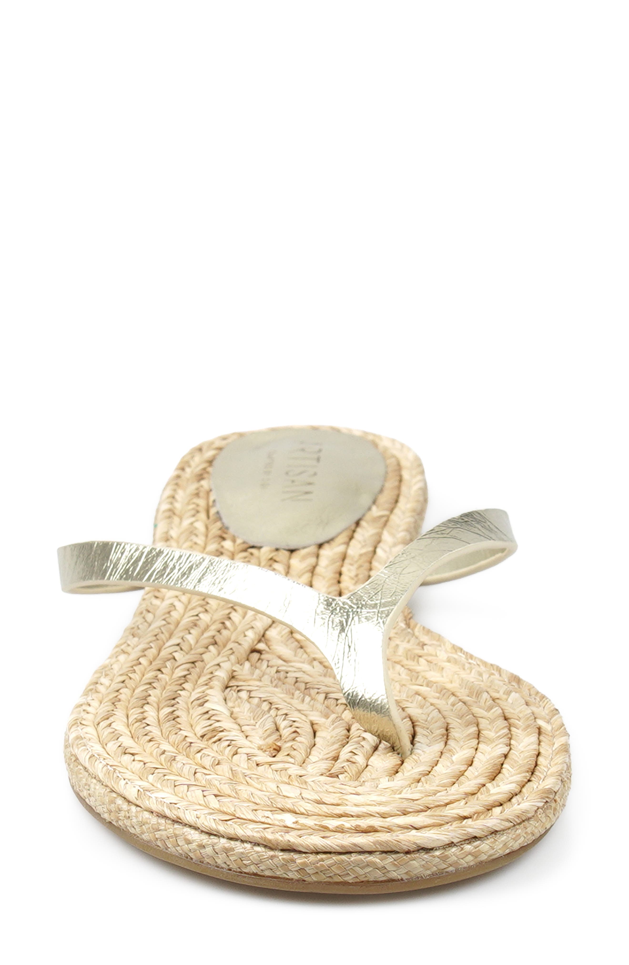 Esterr Leather Flip Flop, Alternate, color, GOLD LEATHER