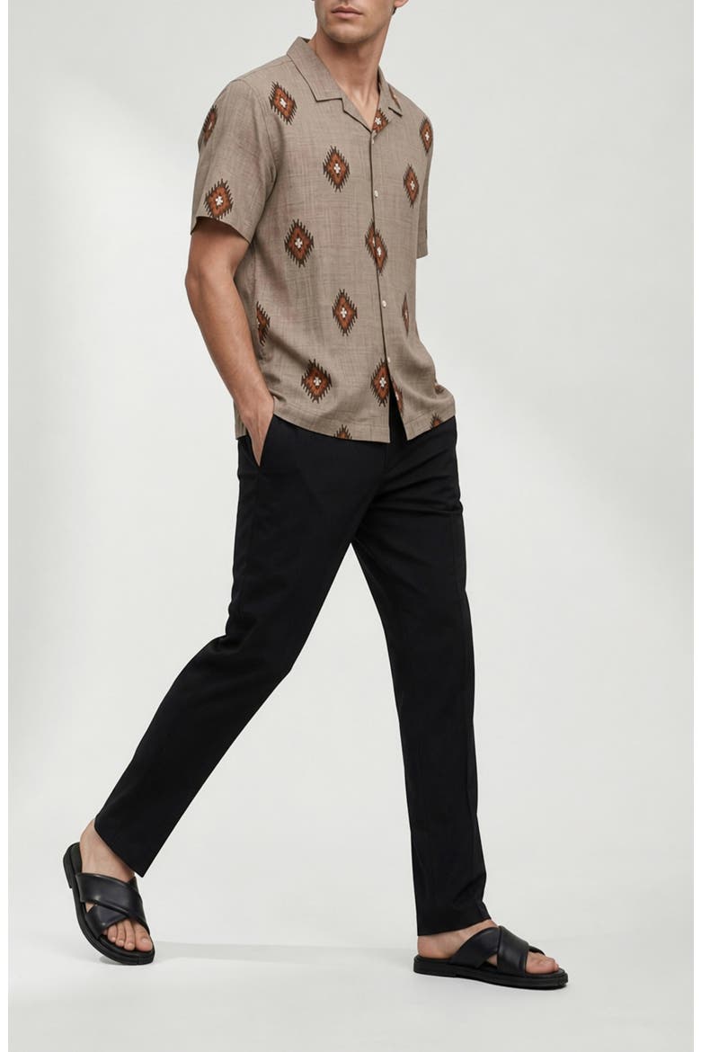 Homer Geometric Print Short Sleeve Shirt, Alternate, color, TAUPE