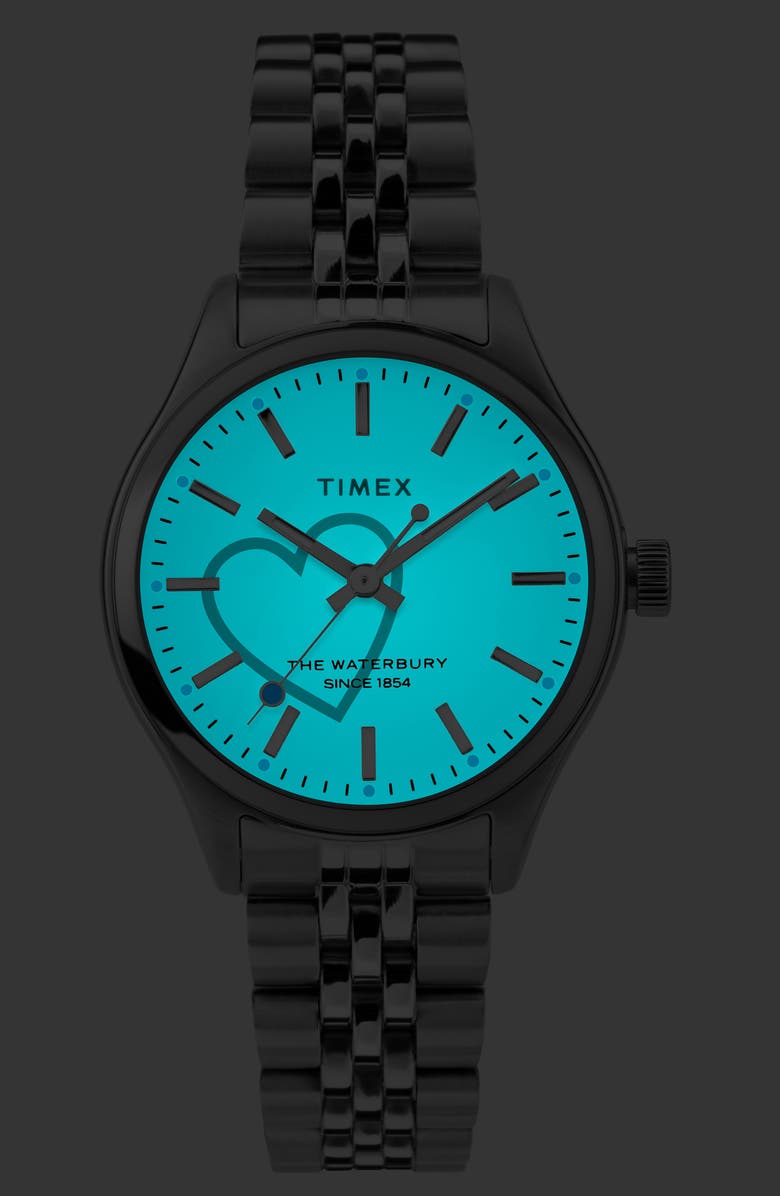 Timex<sup>®</sup> Waterbury INDIGLO Heart Bracelet Watch, 34mm, Alternate, color,