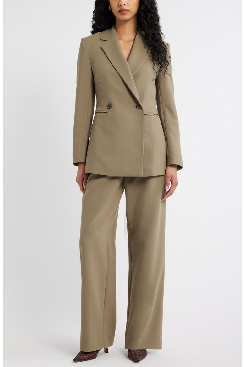 Icon Twill Double Breasted Blazer, Alternate, color, OLIVE DUSK