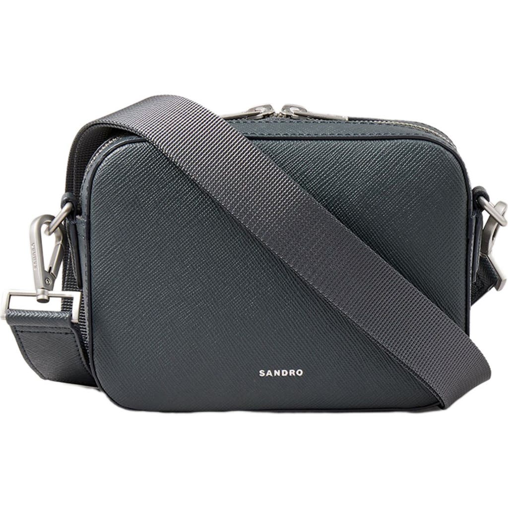 Sandro Small Reconstituted Leather Bag In Gray