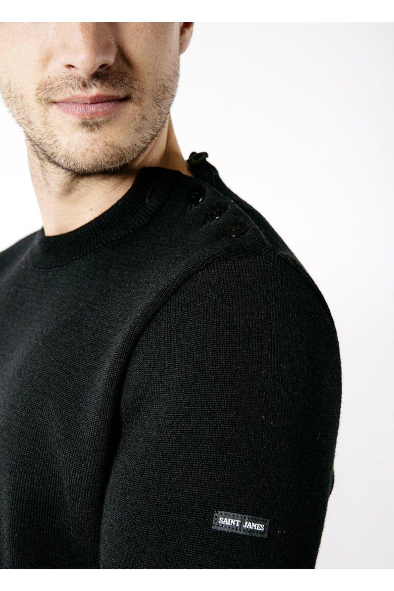 CANCALE - Fisherman Sweater with Button Shoulder, Alternate, color, Black
