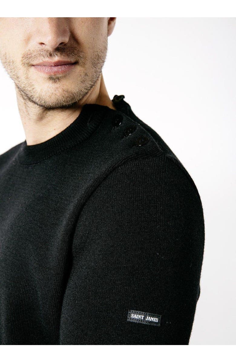 Saint James CANCALE - Fisherman Sweater with Button Shoulder, Alternate, color, Black