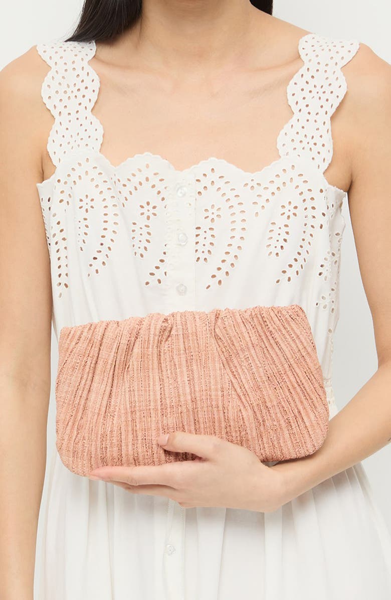Loeffler Randall Brit Pleated Raffia Clutch, Alternate, color, Blush