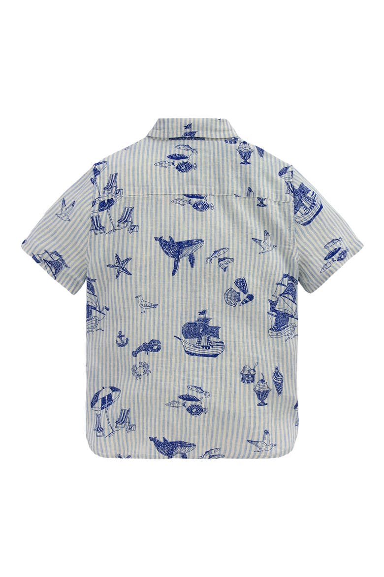 Kids' Linen & Cotton Short Sleeve Button-Down Shirt, Alternate, color, BEACH FRONT