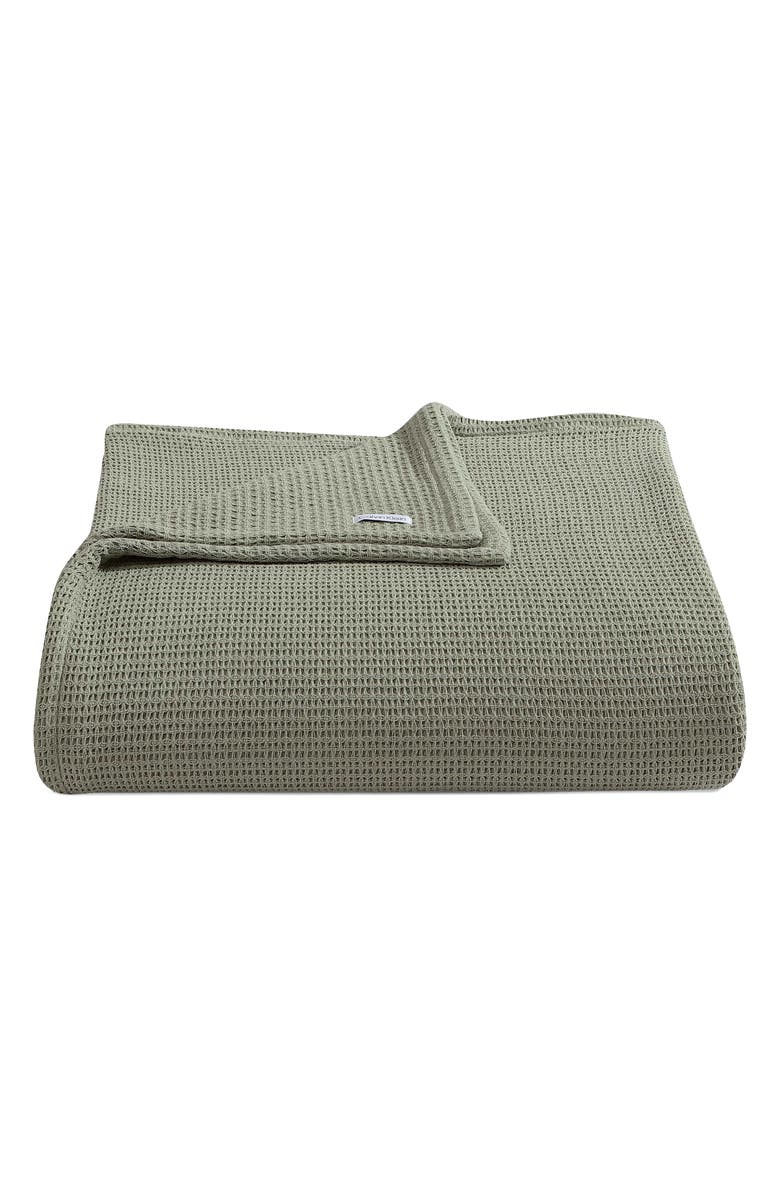 Calvin Klein Home Honeycomb Cotton Blanket, Main, color, Medium Green