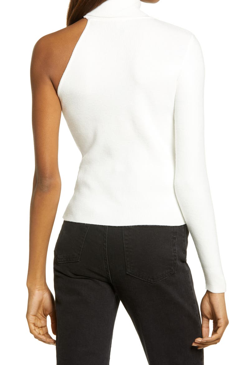 One-Shoulder Knit Turtleneck, Alternate, color, IVORY