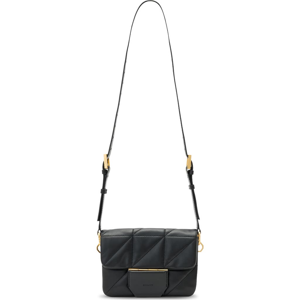 Allsaints Womens Black Jupiter Quilted-leather Cross-body Bag In Black