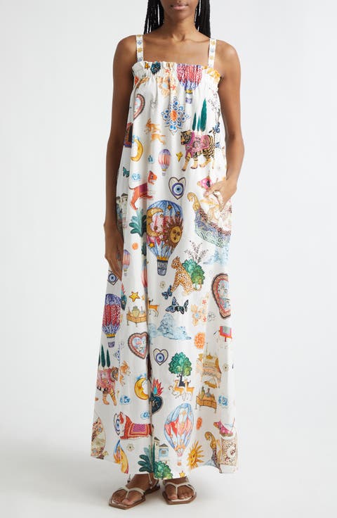 Print Cotton Maxi Sundress