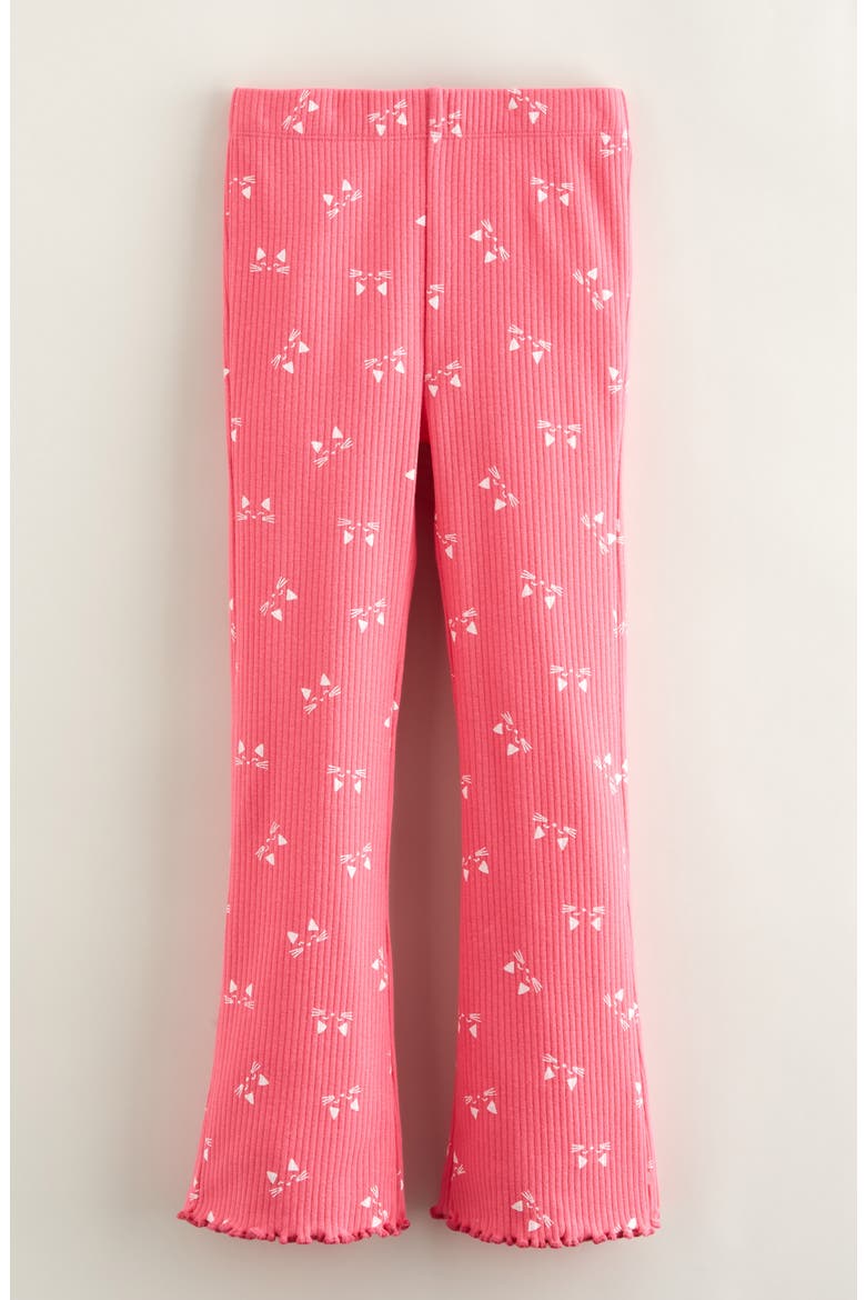Kids' Rib Print Flare Leggings, Main, color, PINK FANDANGO KITTEN FACE