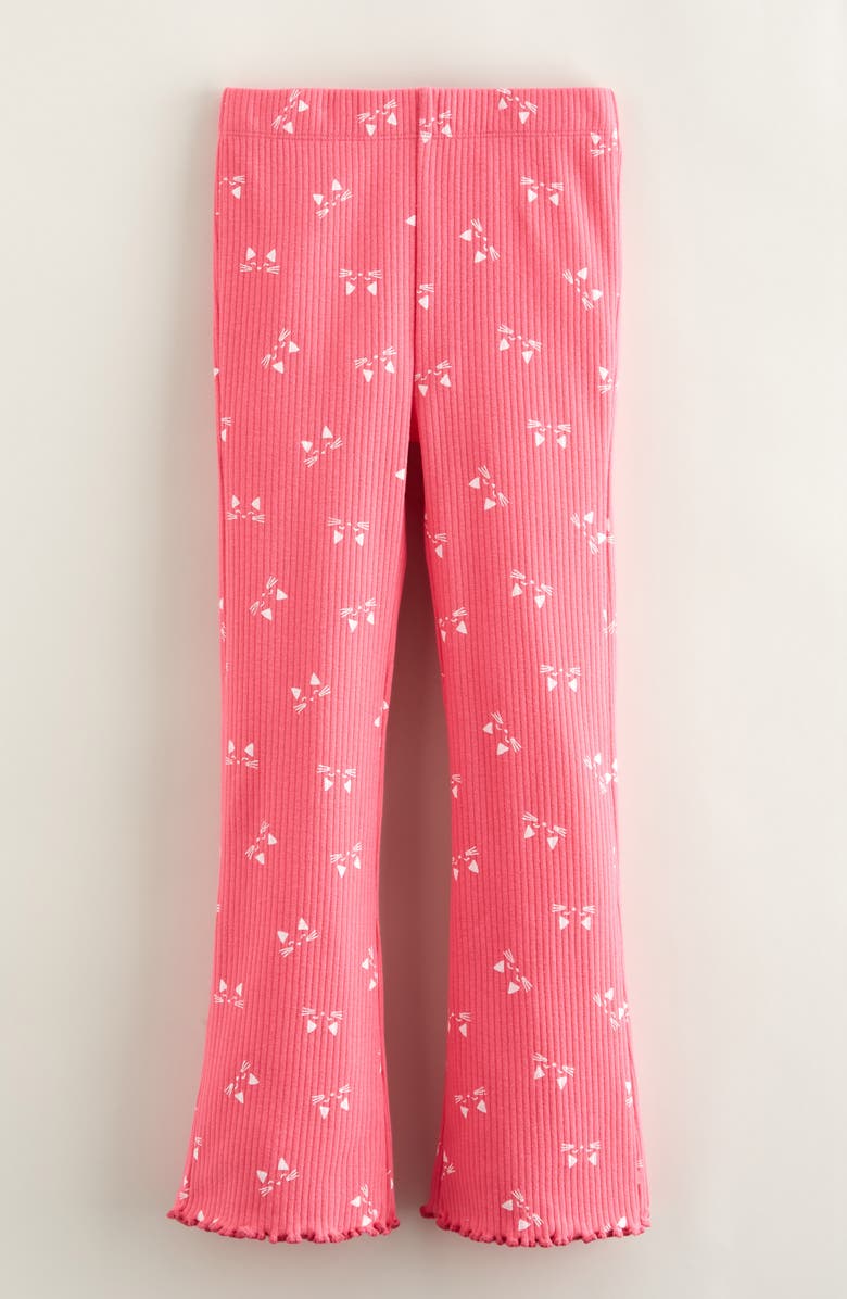 Tucker + Tate Kids' Rib Print Flare Leggings, Main, color, Pink Fandango Kitten Face