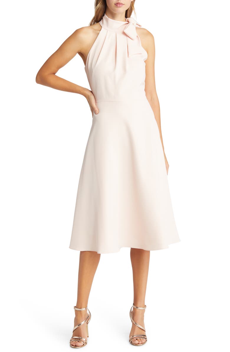 Black Halo Audrey Sleeveless Tie Neck Dress, Main, color, Sweet Blush