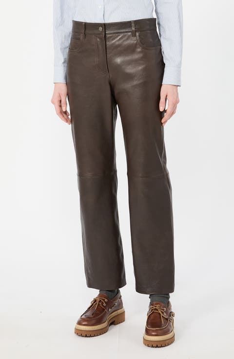 Leather Straight Leg Pants