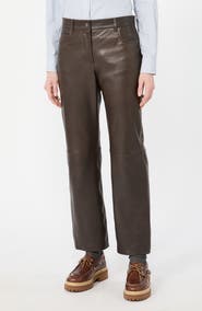 Weekend Max Mara Leather Straight Leg Pants