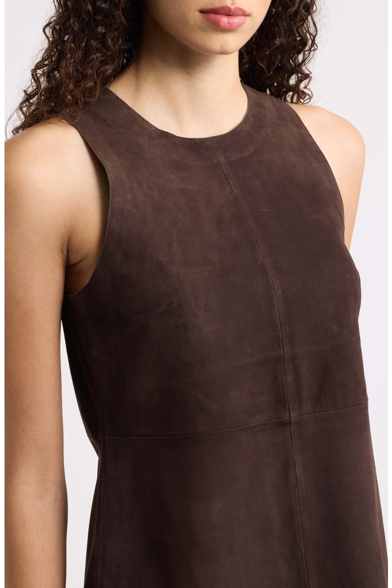 Leather Sleeveless Shift Minidress, Alternate, color, CACAO