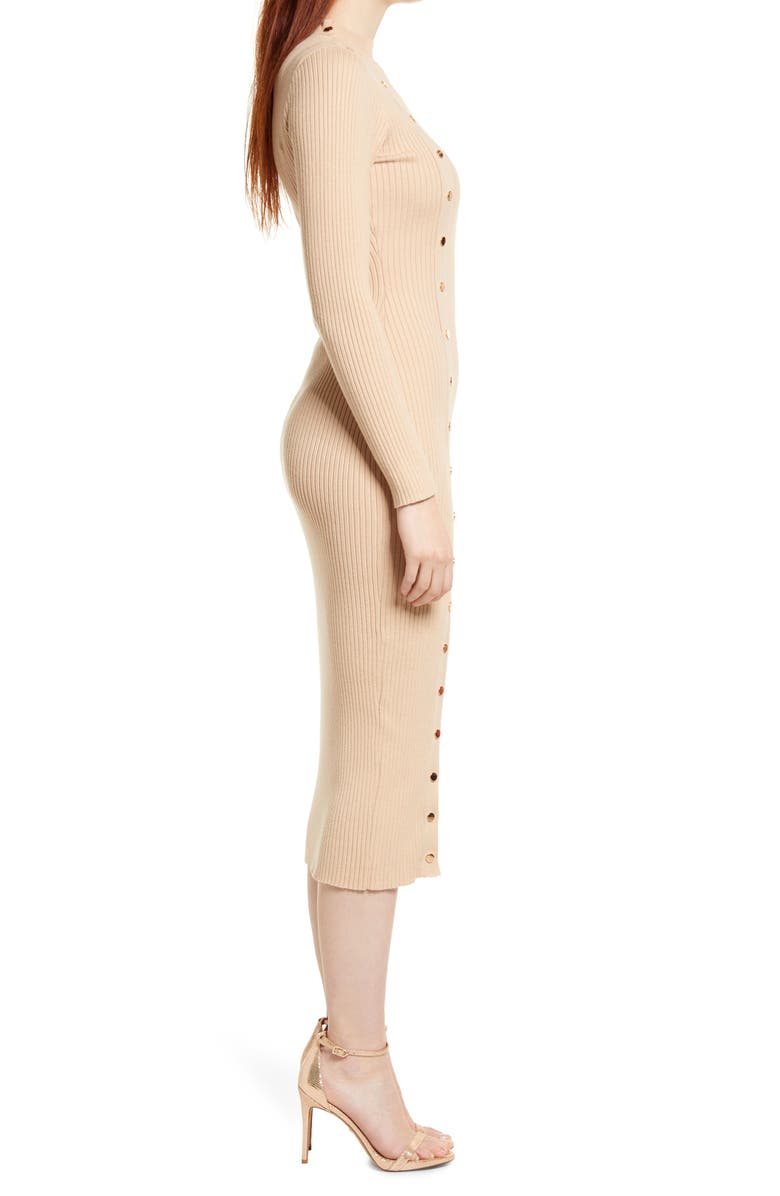 bebe Snap Long Sleeve Sweater Dress, Alternate, color, 