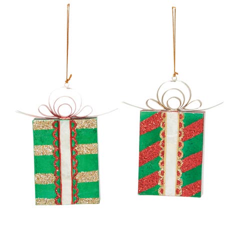 Christmas Present Ornament, Set of 2