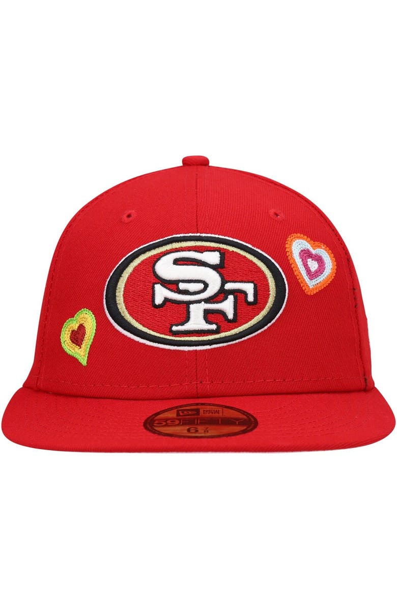 New Era Men's New Era Scarlet San Francisco 49ers Chain Stitch Heart 59FIFTY Fitted Hat, Alternate, color, 