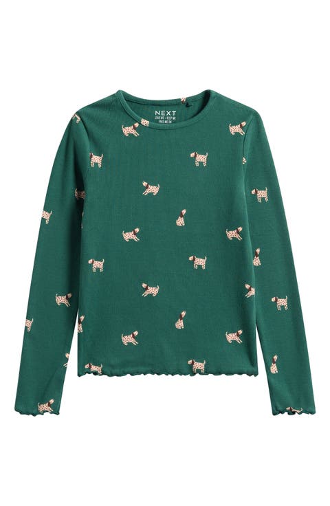 Kids' Print Long Sleeve Rib Top