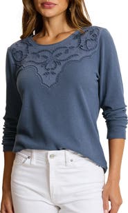 Tommy Bahama Schiffli Embroidered Waffle Stitch Top