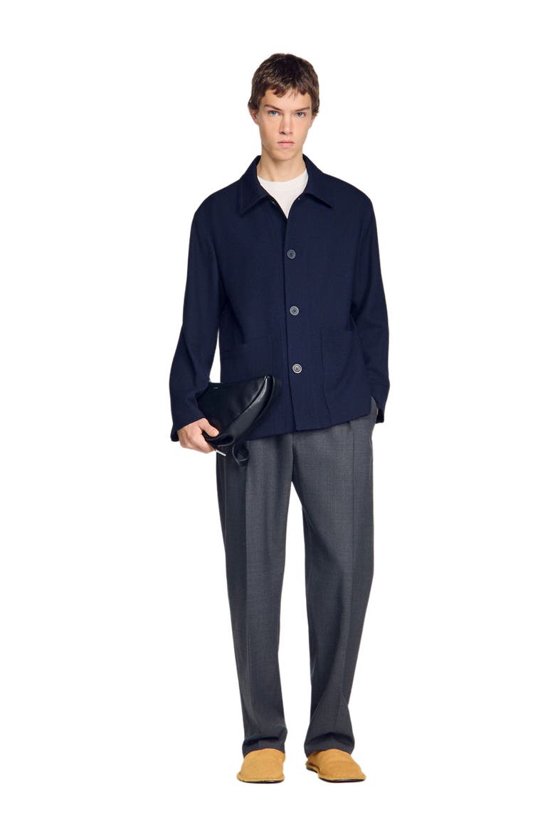 Buttoned wool worker jacket, Alternate, color, Midnight blue