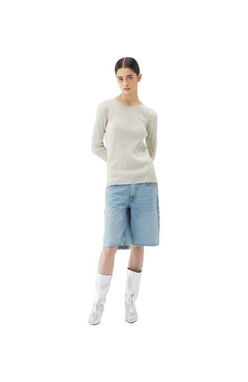 Gobi Mongolian Cashmere Cashmere Silk Sweater With Silver Threading In White