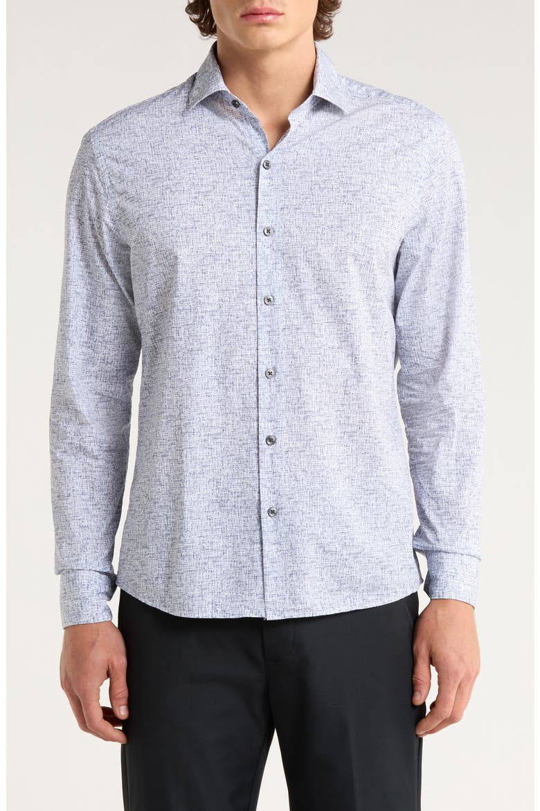 Cornelius Geo Print Cotton Button-Up Shirt, Main, color, GREY