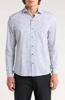 Robert Barakett Cornelius Geo Print Cotton Button-Up Shirt