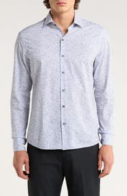 Robert Barakett Cornelius Geo Print Cotton Button-Up Shirt