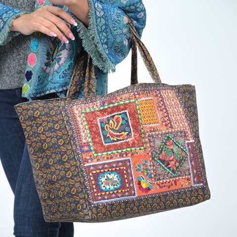 Folklore Garden Patchwork Tote Bag