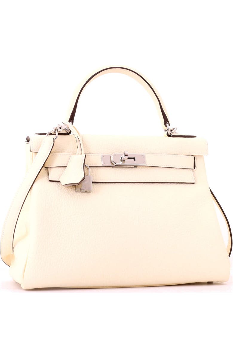 Pre-Owned Hermes Kelly Handbag Light Clemence with Palladium Hardware 28, Alternate, color, Nata
