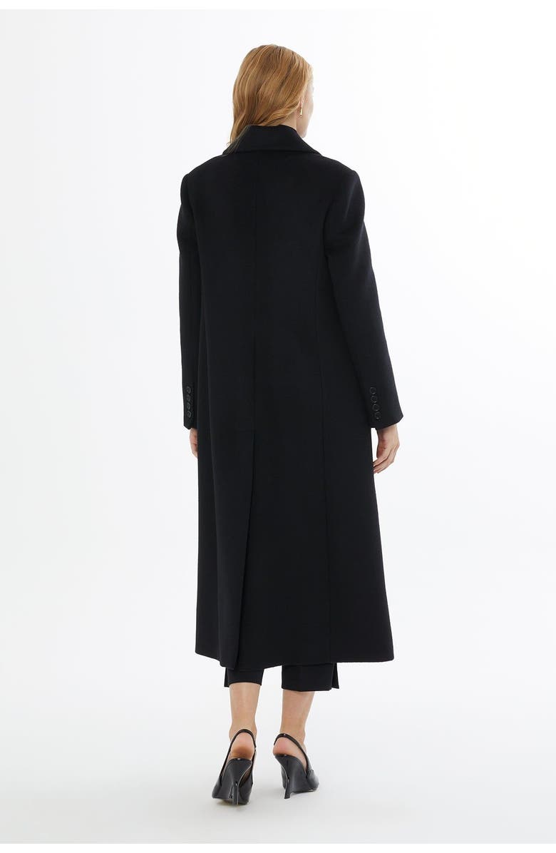 Gizia Long Coat with Back Vent and Notch Lapel, Alternate, color, Black