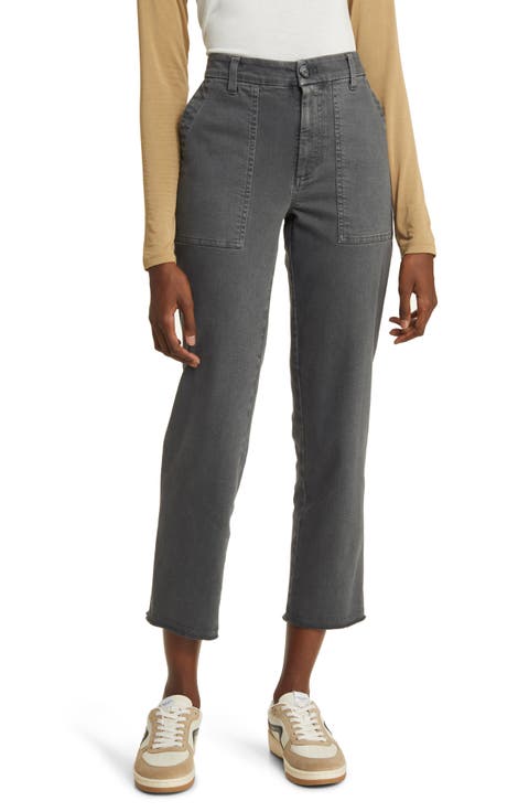 Frayed Ankle Straight Leg Utility Pants