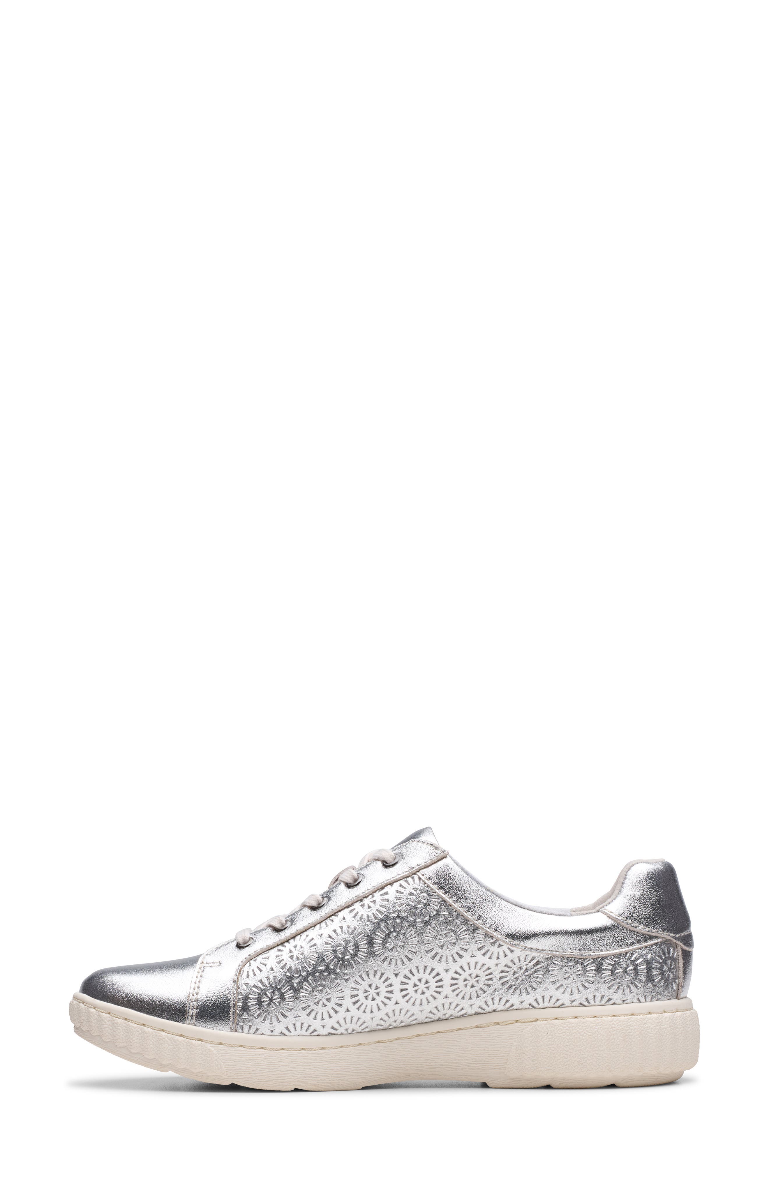 Clarks<sup>®</sup> Caroline Rio Sneaker, Alternate, color, Silver Leather