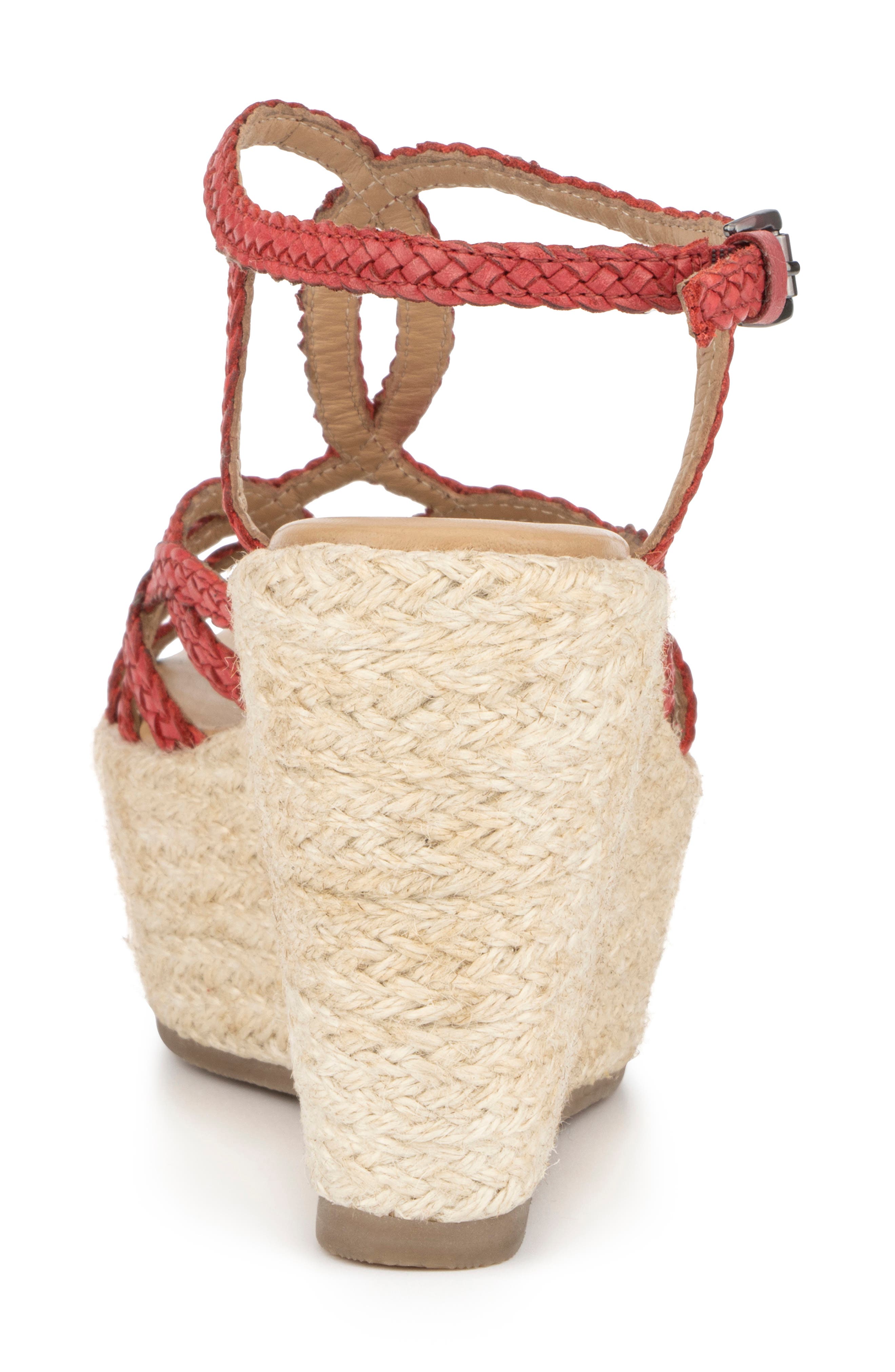 VINTAGE FOUNDRY Eloise Leather Espadrille Platform Wedge Sandal, Alternate, color, Red